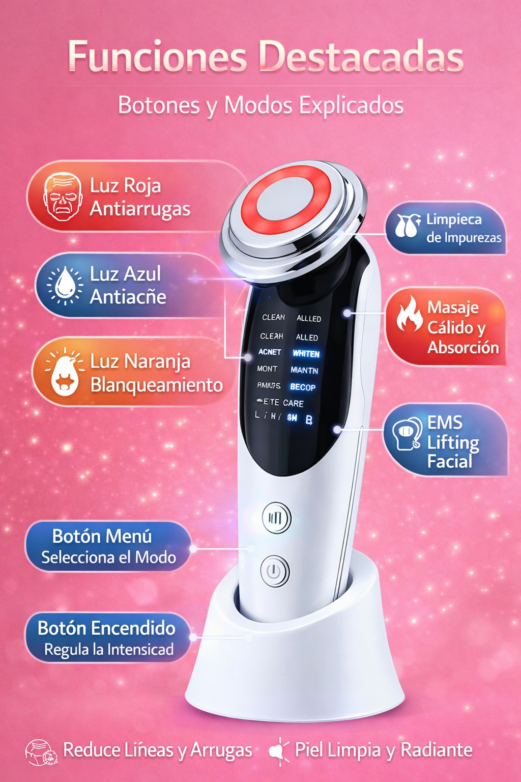 Masajeador facial 7-1 para reducir acné en casa