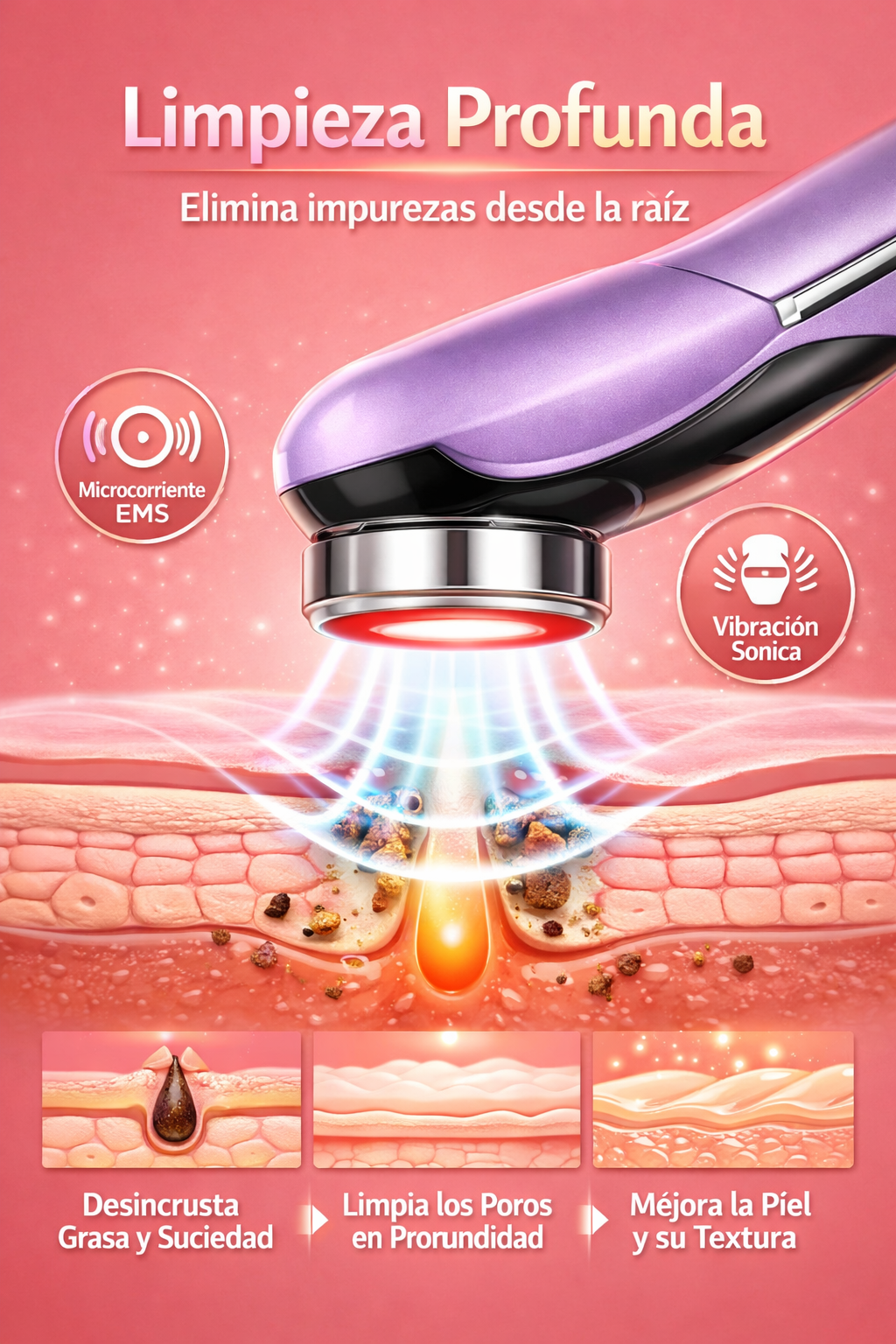 Masajeador facial 7-1 para reducir acné en casa