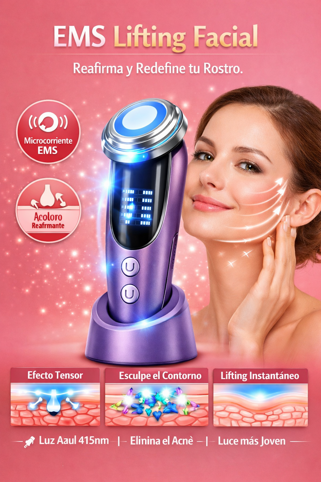 Masajeador facial 7-1 para reducir acné en casa